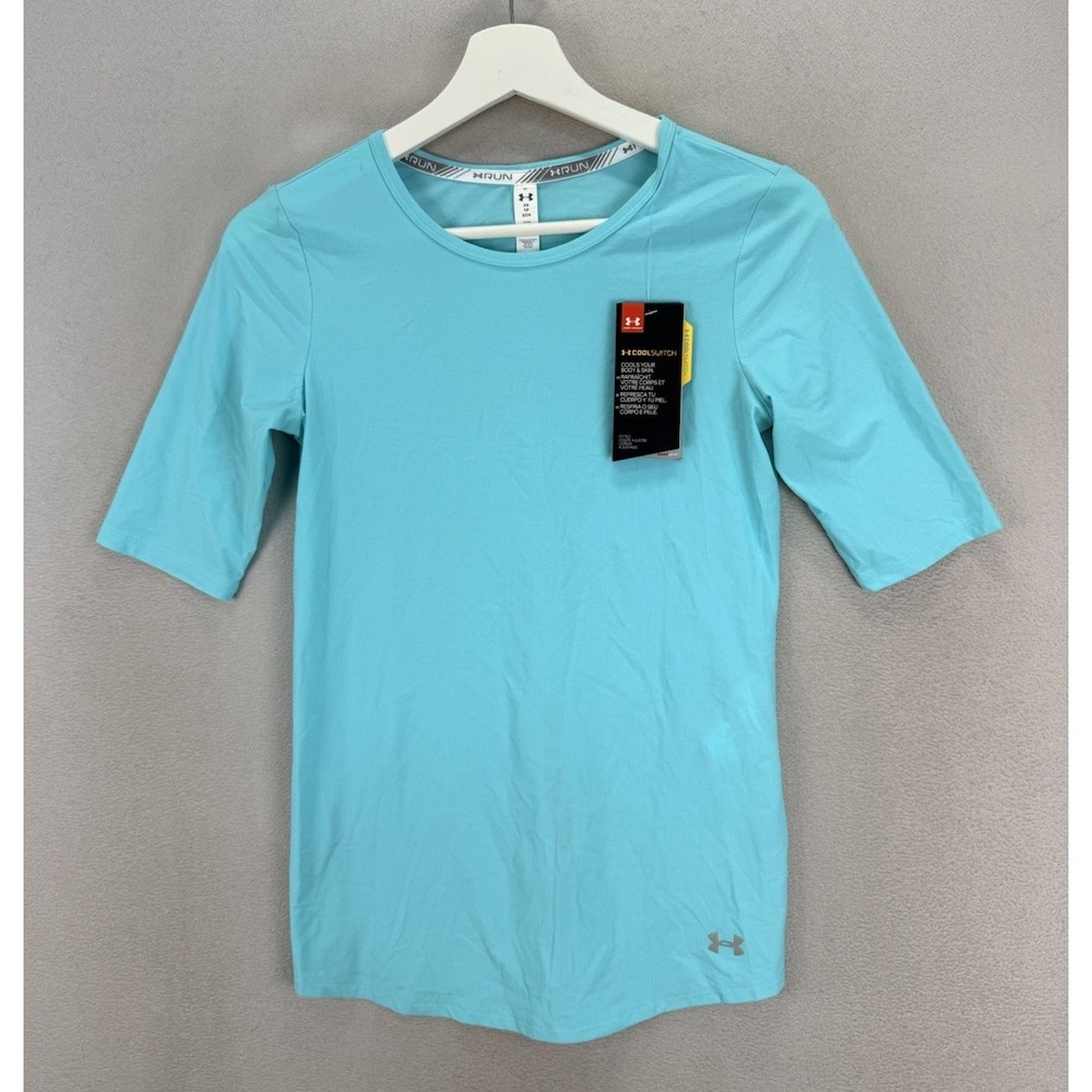Under Armour Women's‎ Sz XS Teal Blue Coolswitch Run Elbow Short Sleeve Top NWT